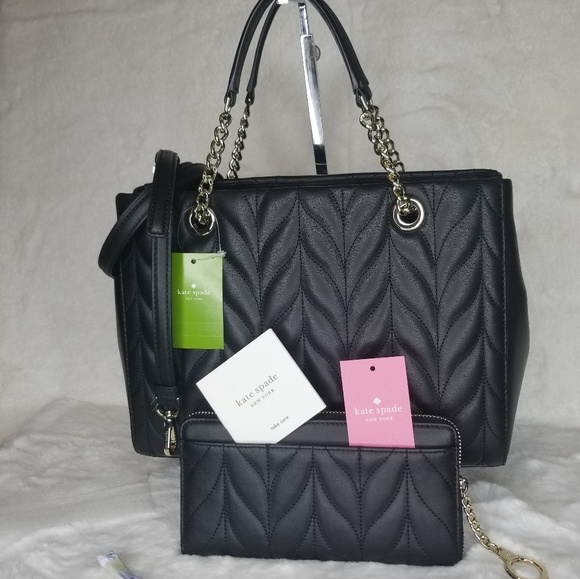 kate spade 2PCS SET QUITLED LEATHER BAG WALLET - Picture 4 of 13